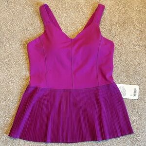 Lululemon ultra violet pleated peplum city tank top size 12 NWT built in bra